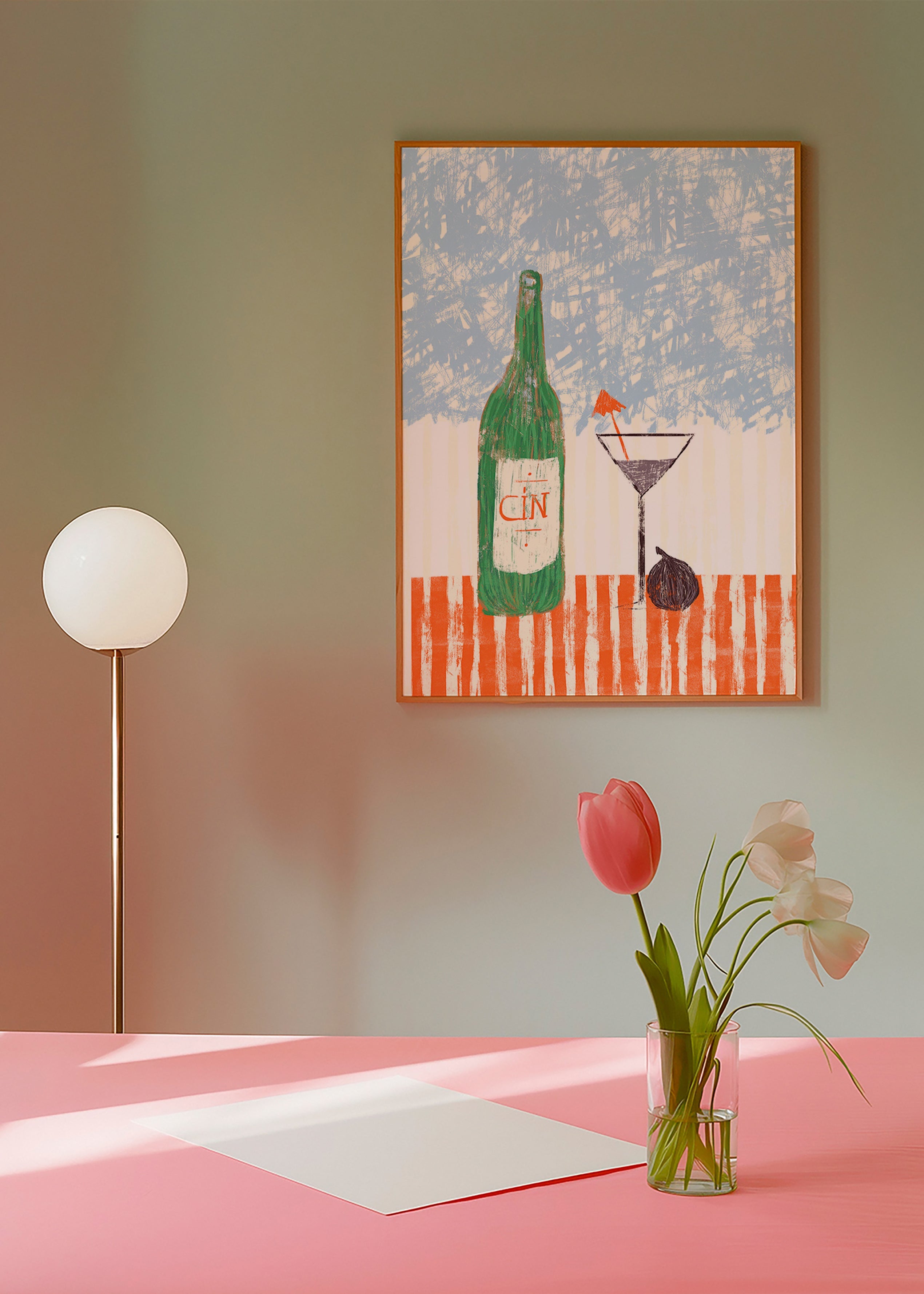 Cuadro de cocina con botella de ginebra ilustrada – Product1