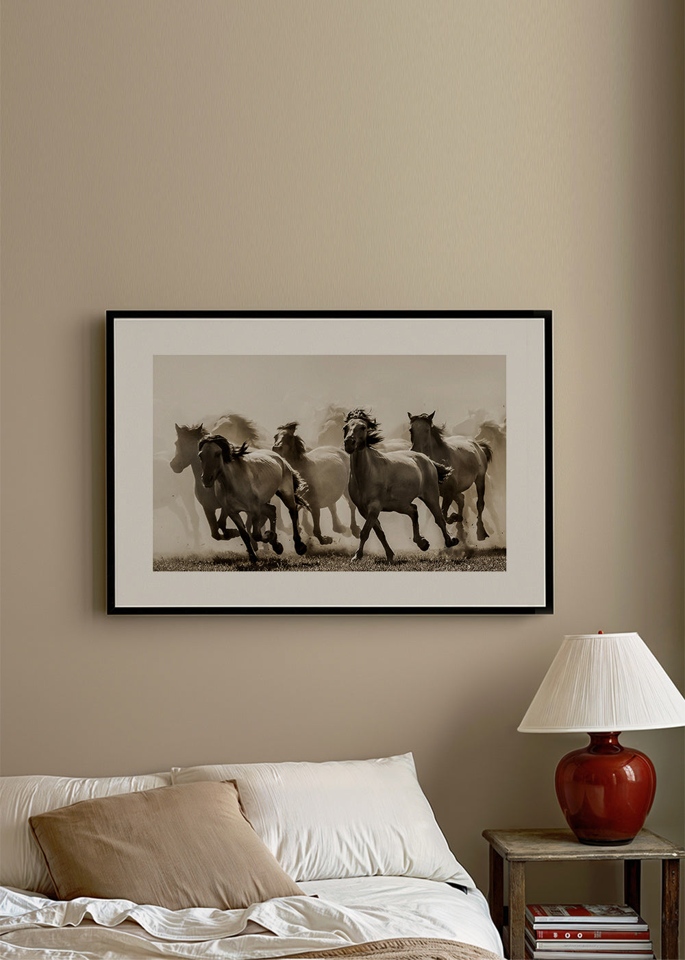 Cuadro caballo en estampida sepia – Product3