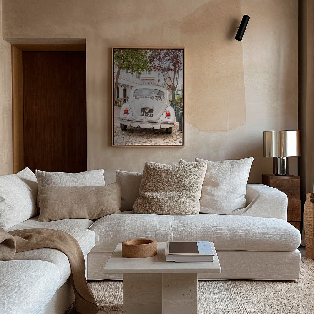 Cuadro de ciudades con coche clásico en empedrado – Canvas2