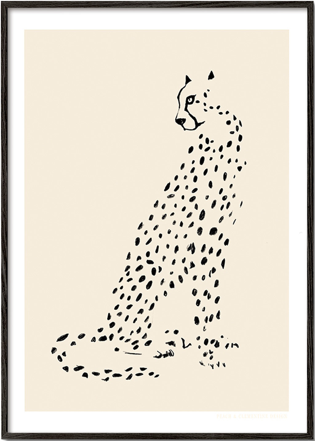 Cuadro de guepardo minimalista – Black Frame