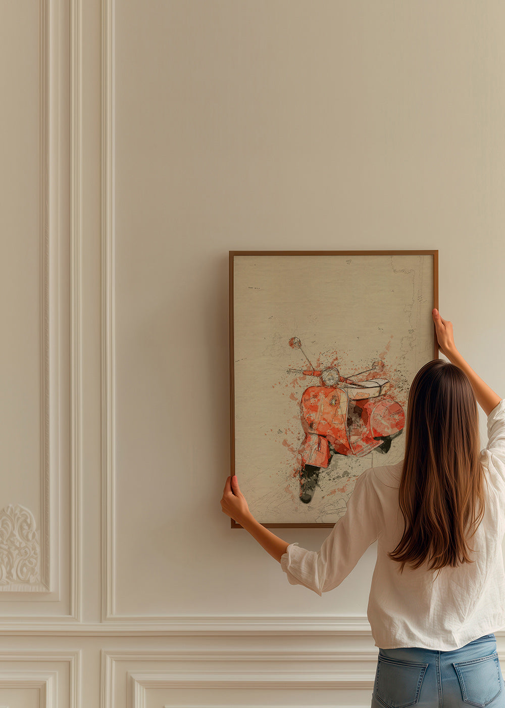 Ilustración Vespa roja sobre fondo texturado – Product3