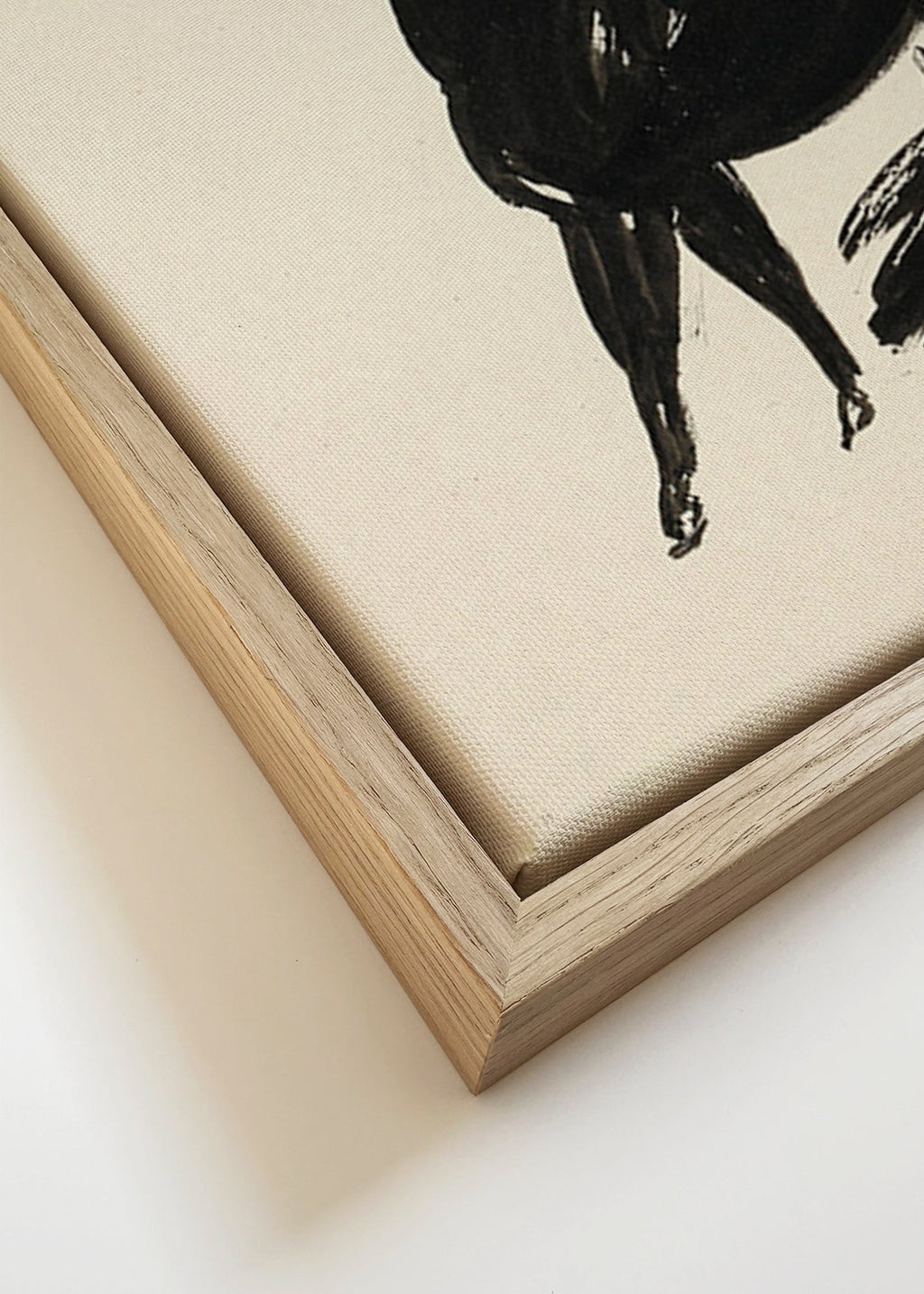 Cuadro tres caballos: dibujo en tinta gestual – Canvas detail