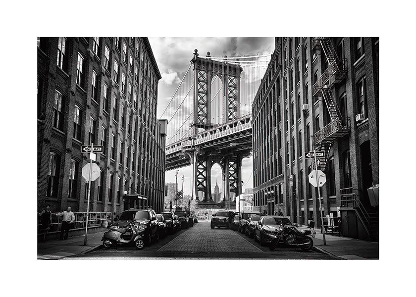 Cuadro de ciudades: Manhattan Bridge en blanco y negro