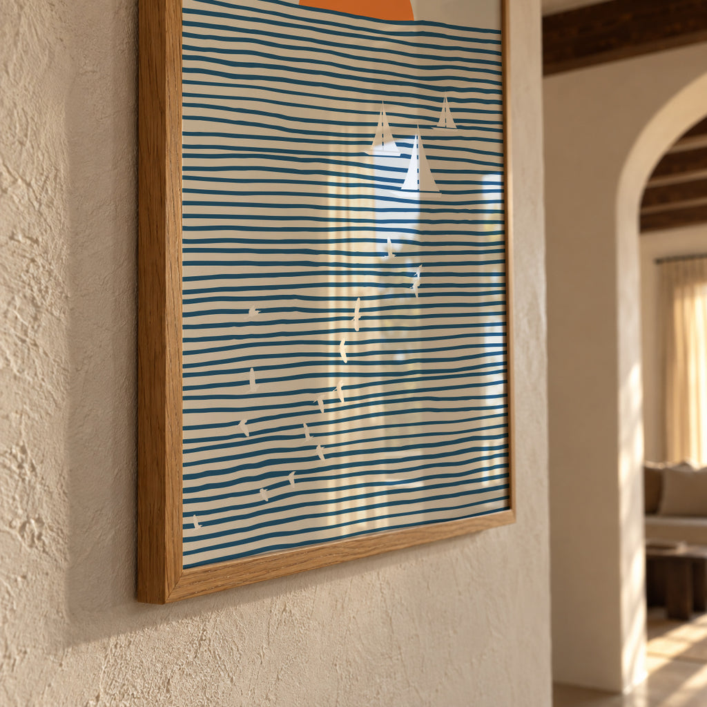 Three White Sails - Framed poster detail