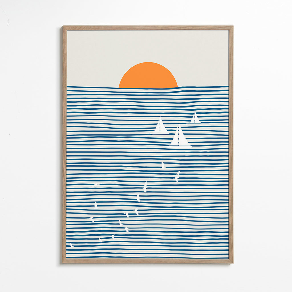 Cuadro de paisaje con velas minimalistas – Oak Frame