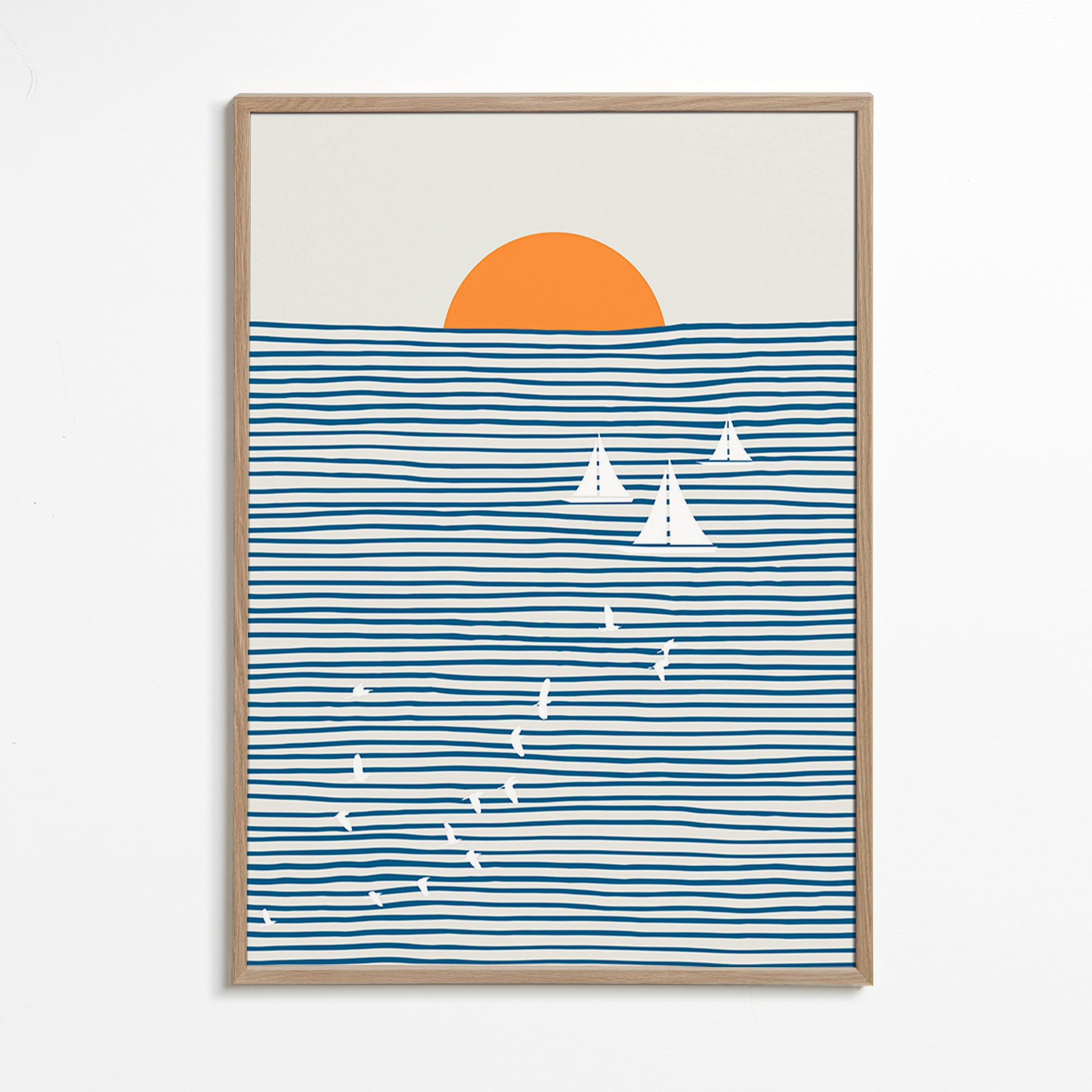 Cuadro de paisaje con velas minimalistas – Oak Frame