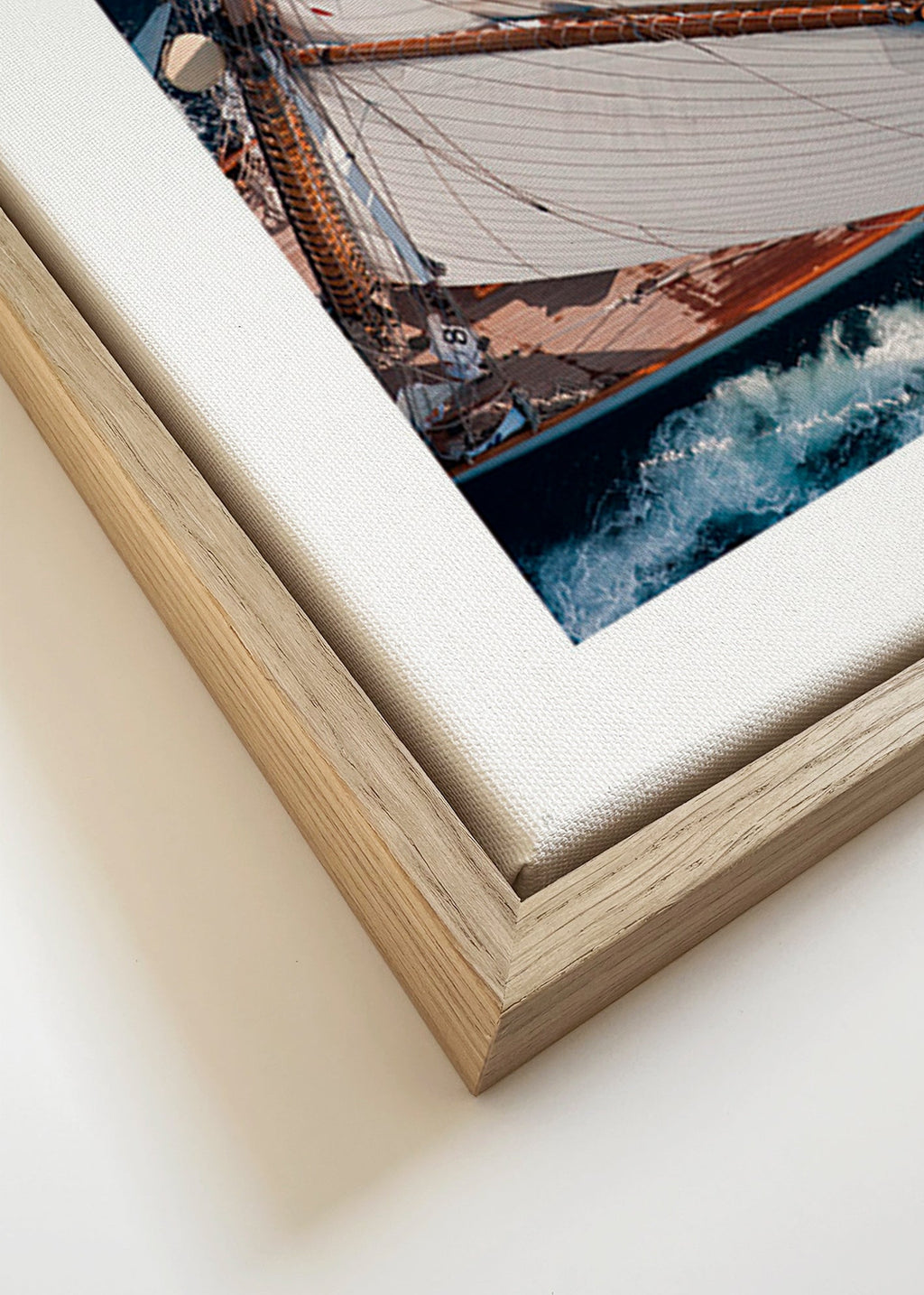 Fotografía aérea de velero en alta mar – Canvas detail