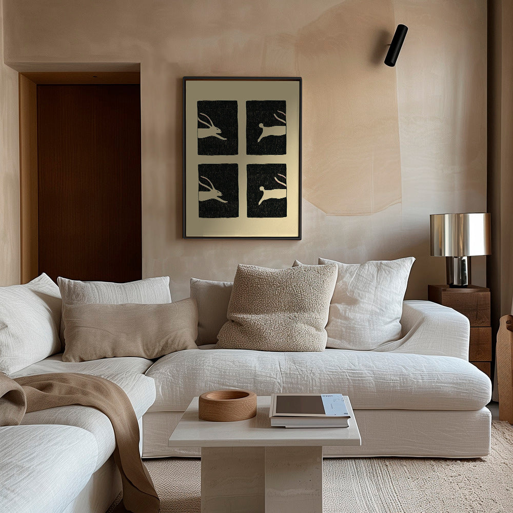 Cuadro con conejos repetidos en paneles – Canvas1