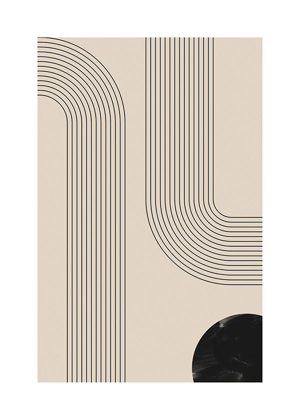 Cuadro minimalista con líneas arqueadas