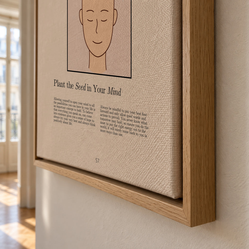 Manifestation with a serene figure - Framed canvas detail