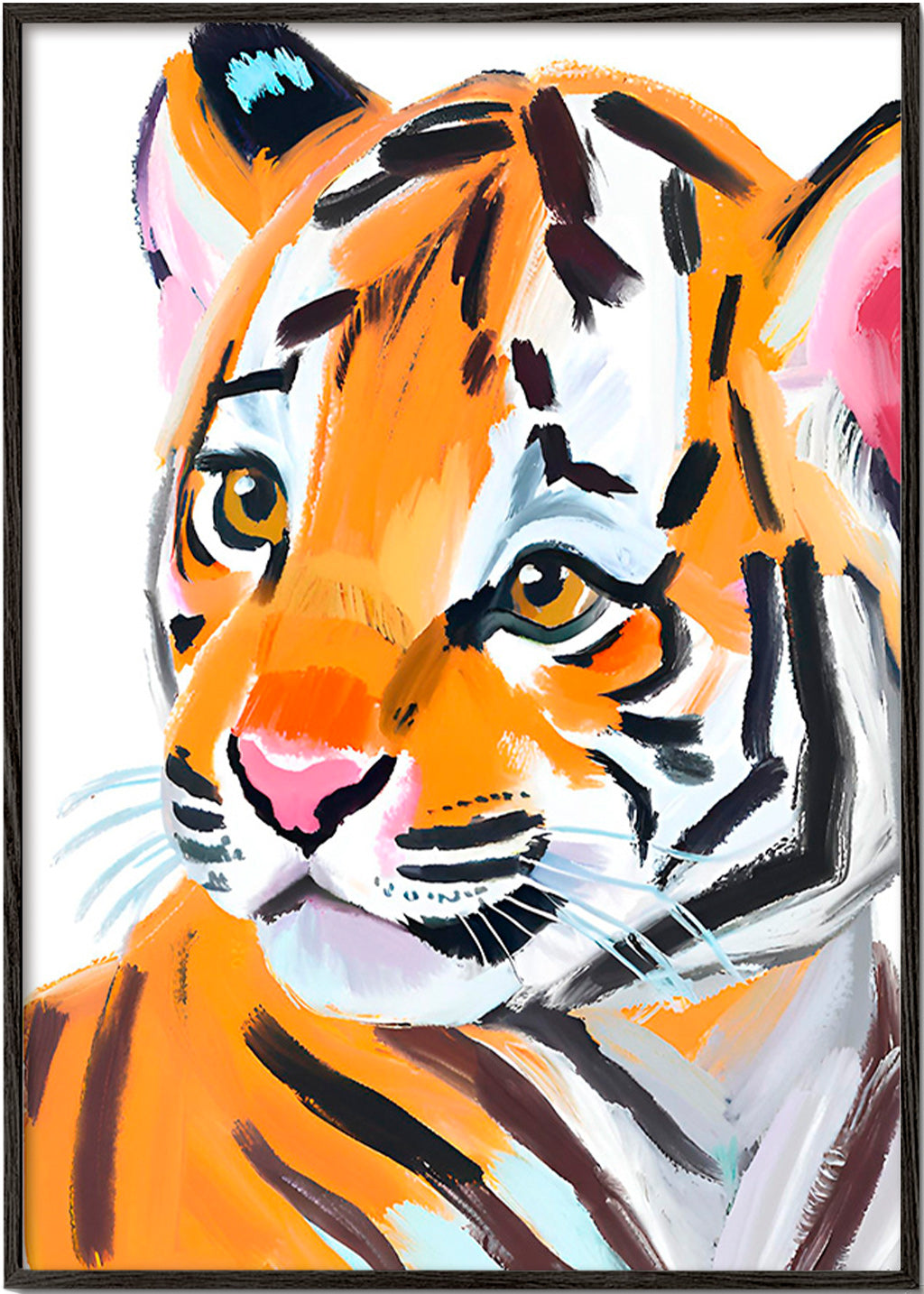 Cuadro tigre ilustrado en primer plano – Black Frame