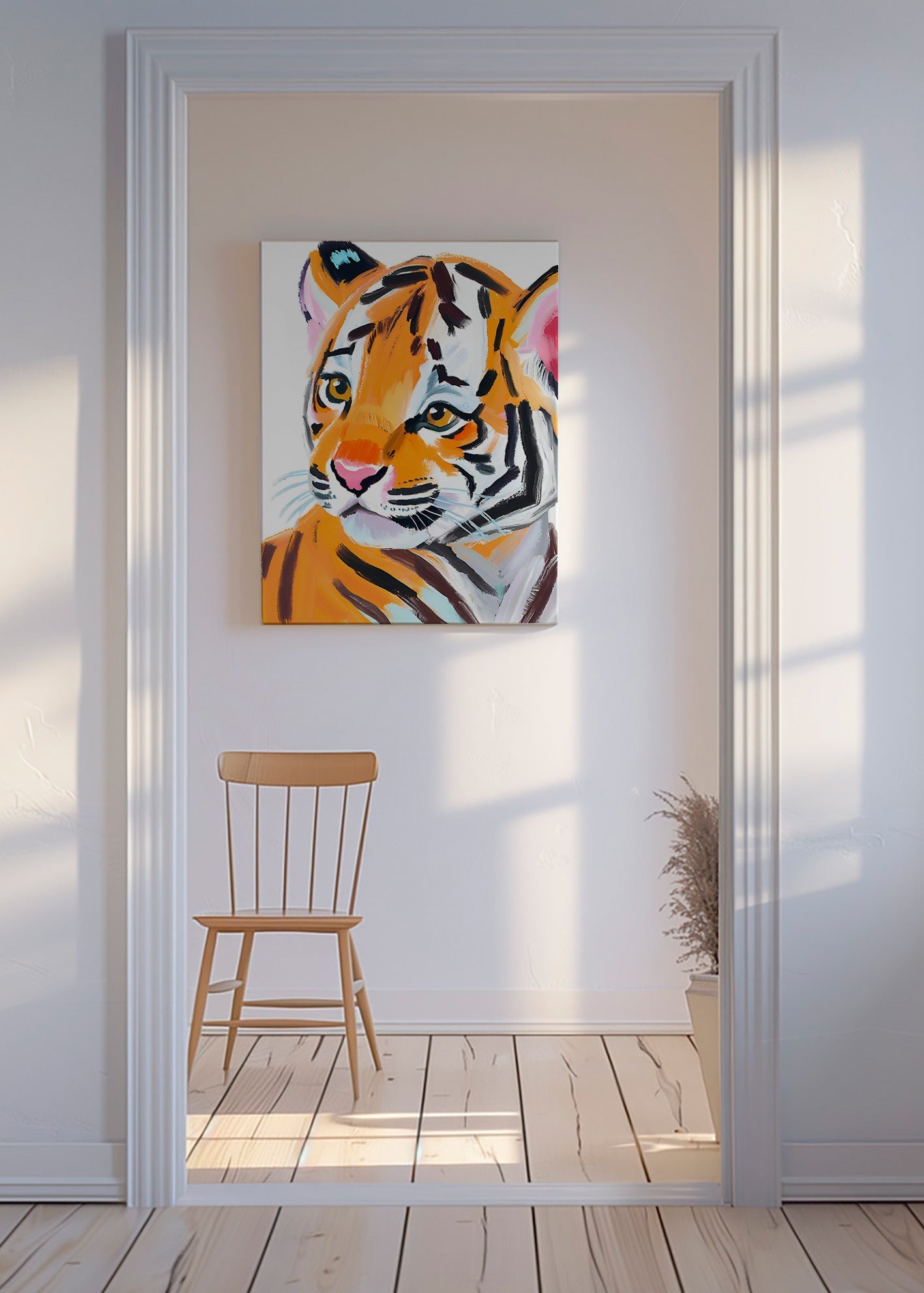 Cuadro tigre ilustrado en primer plano – Canvas