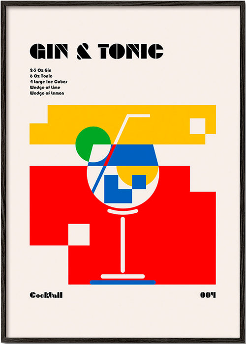 Cuadro de cocina Gin Tonic estilo Bauhaus – Black Frame