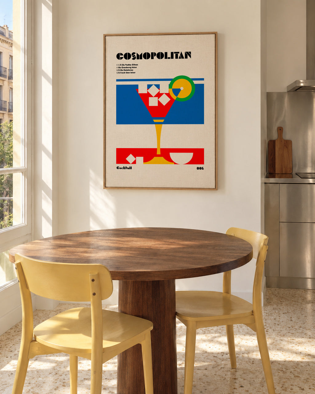 Cosmopolitan Bauhaus Cocktail - Framed canvas in an interior