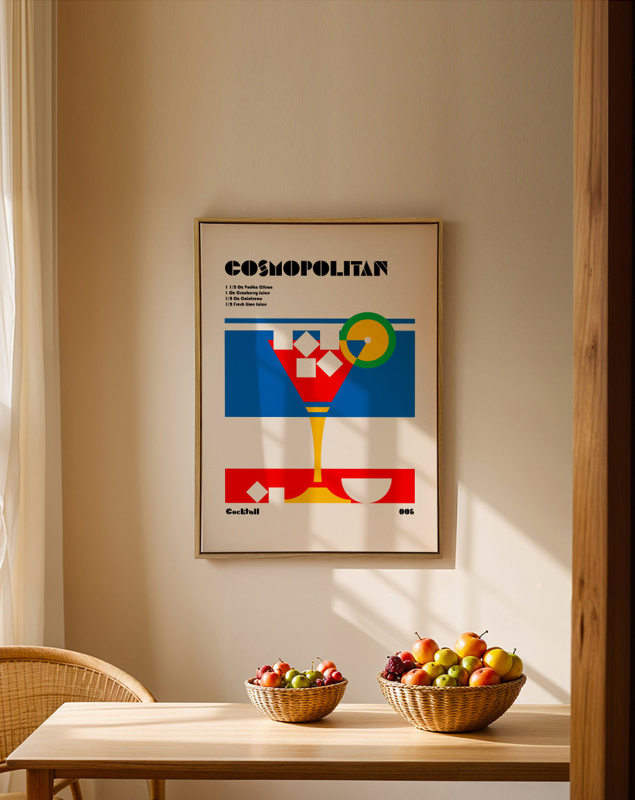 Cosmopolitan Bauhaus Cocktail - Framed canvas in an interior