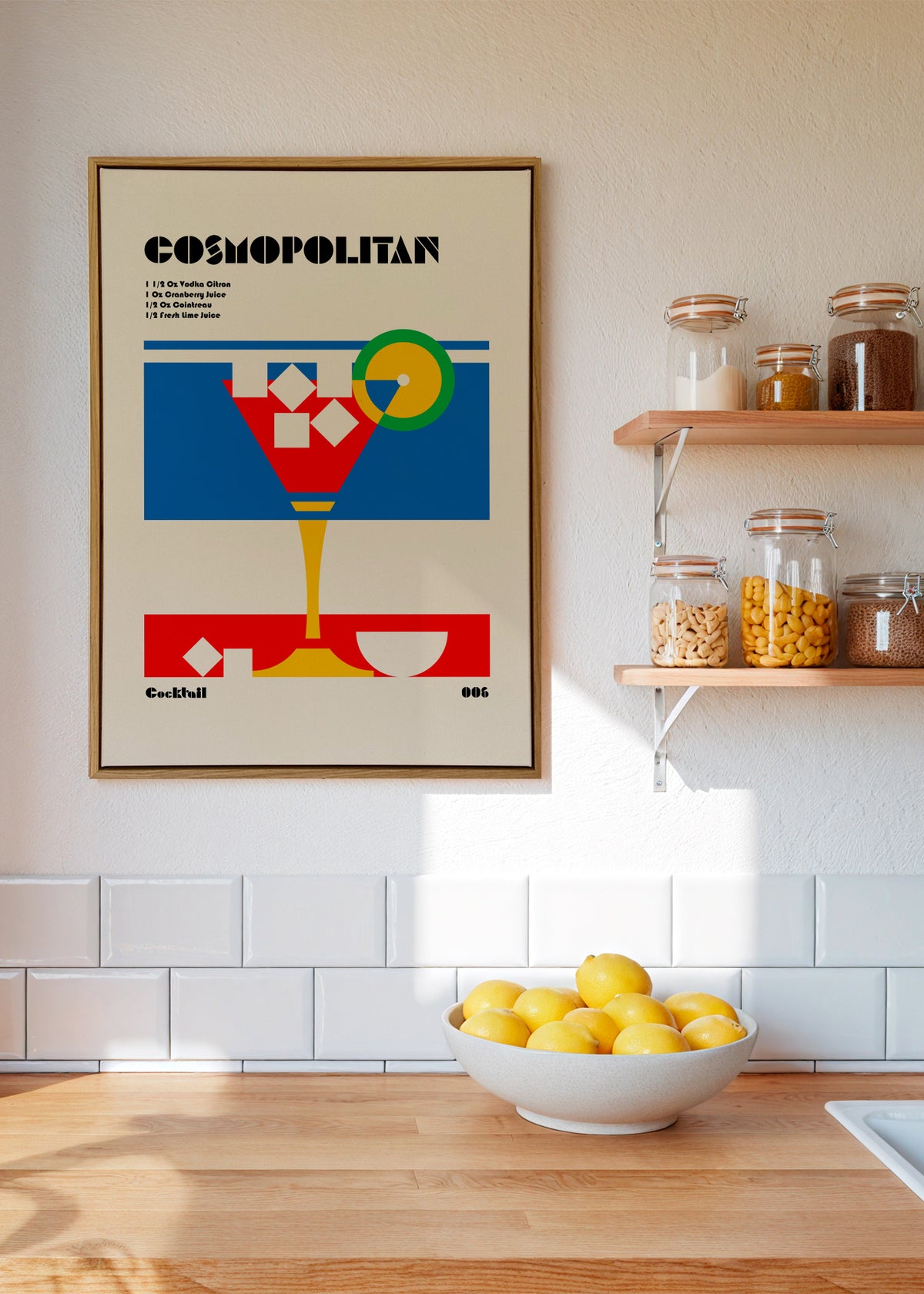 Cosmopolitan Bauhaus Cocktail - Framed canvas in an interior