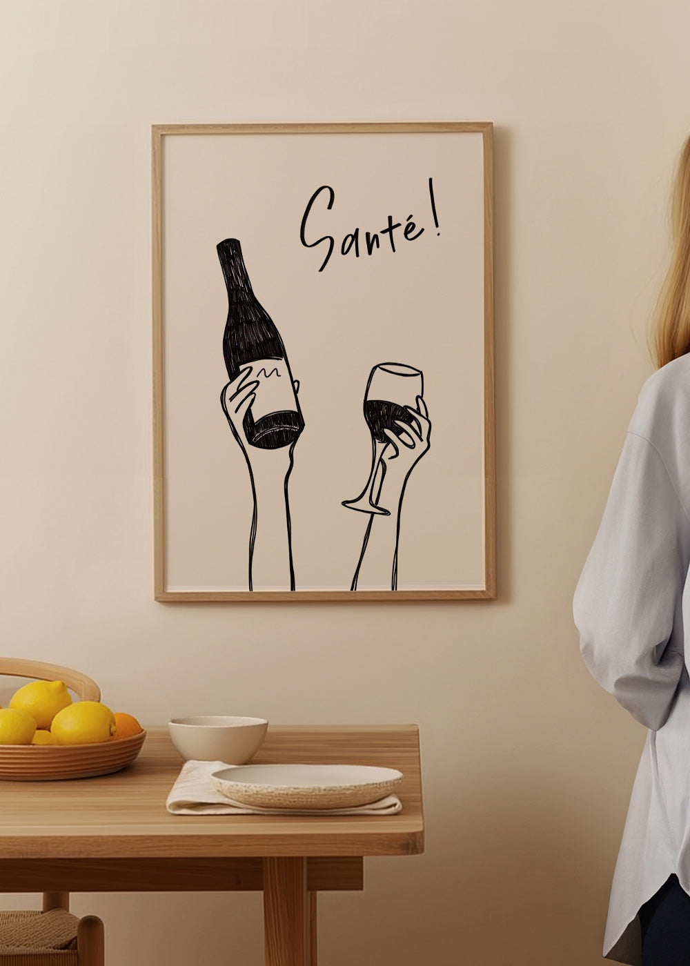 Cuadro de cocina con botella y copa – Product1