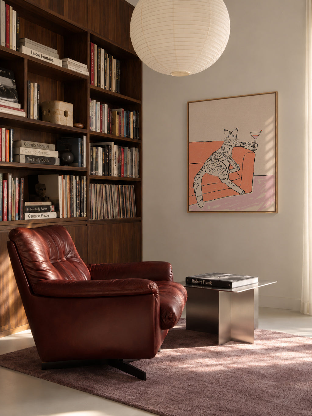 Cat cocktail time - Framed canvas in an interior