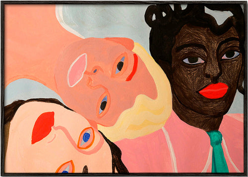 Ilustración de tres rostros coloristas – Black Frame