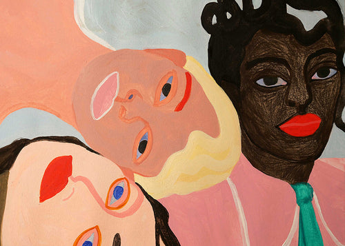 Ilustración de tres rostros coloristas