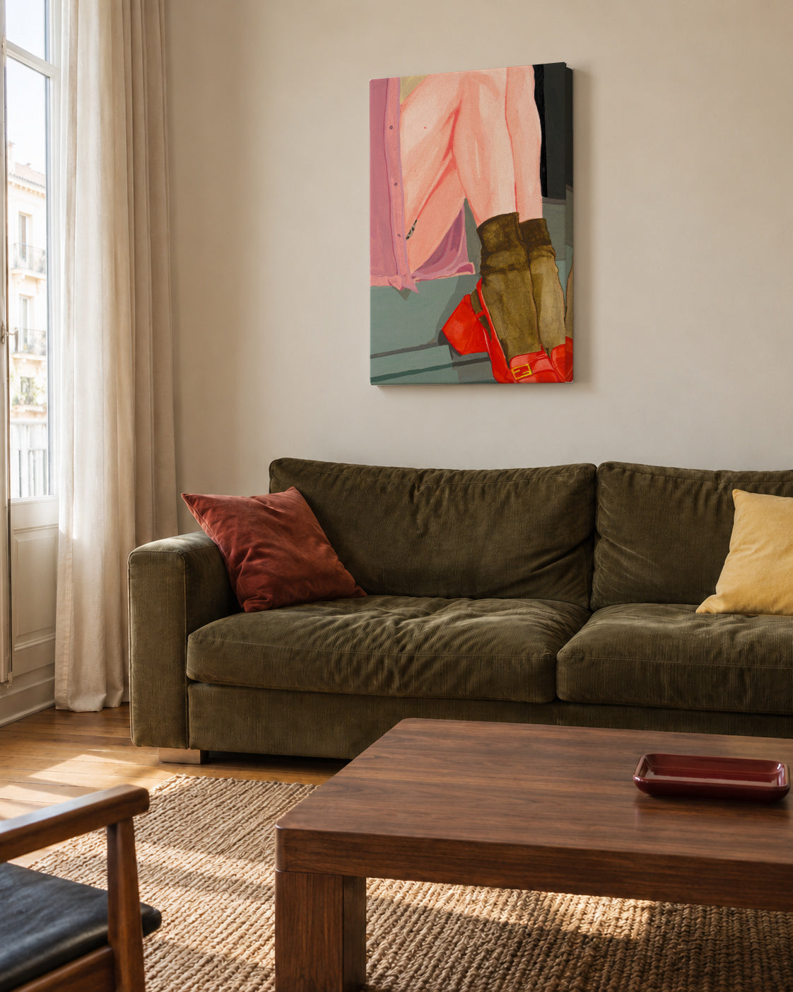 The Waiting Girl - Unframed canvas in an interior