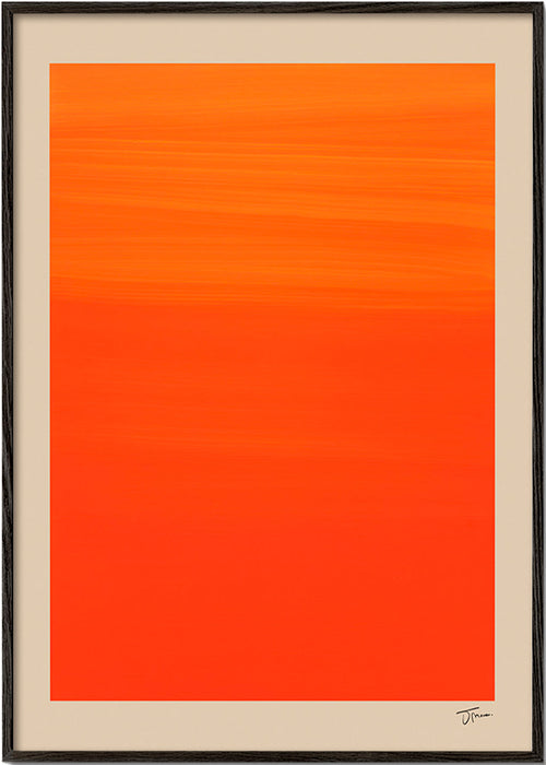 Cuadro abstracto horizonte naranja degradado – Black Frame