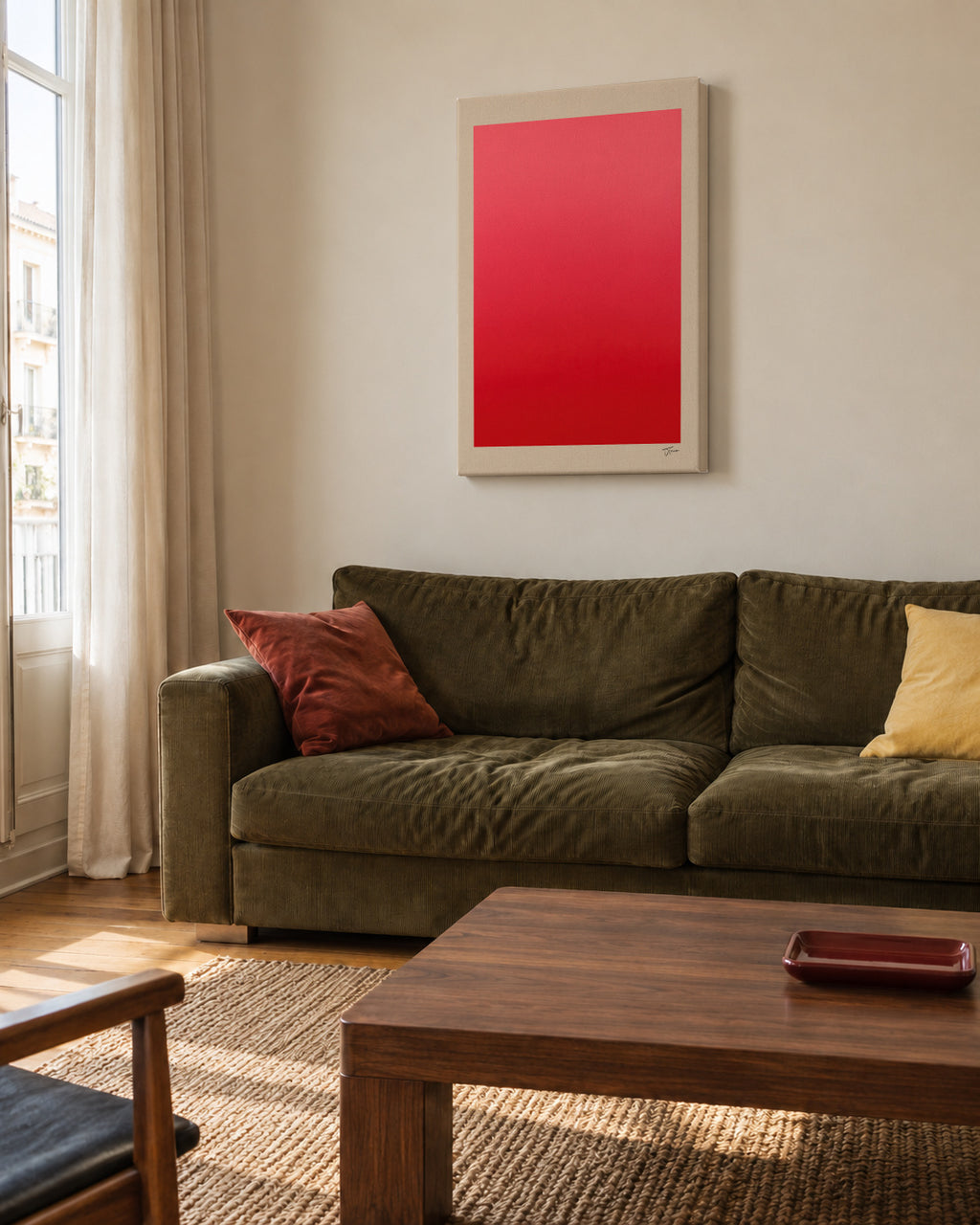 Crimson Aura - Unframed canvas in an interior