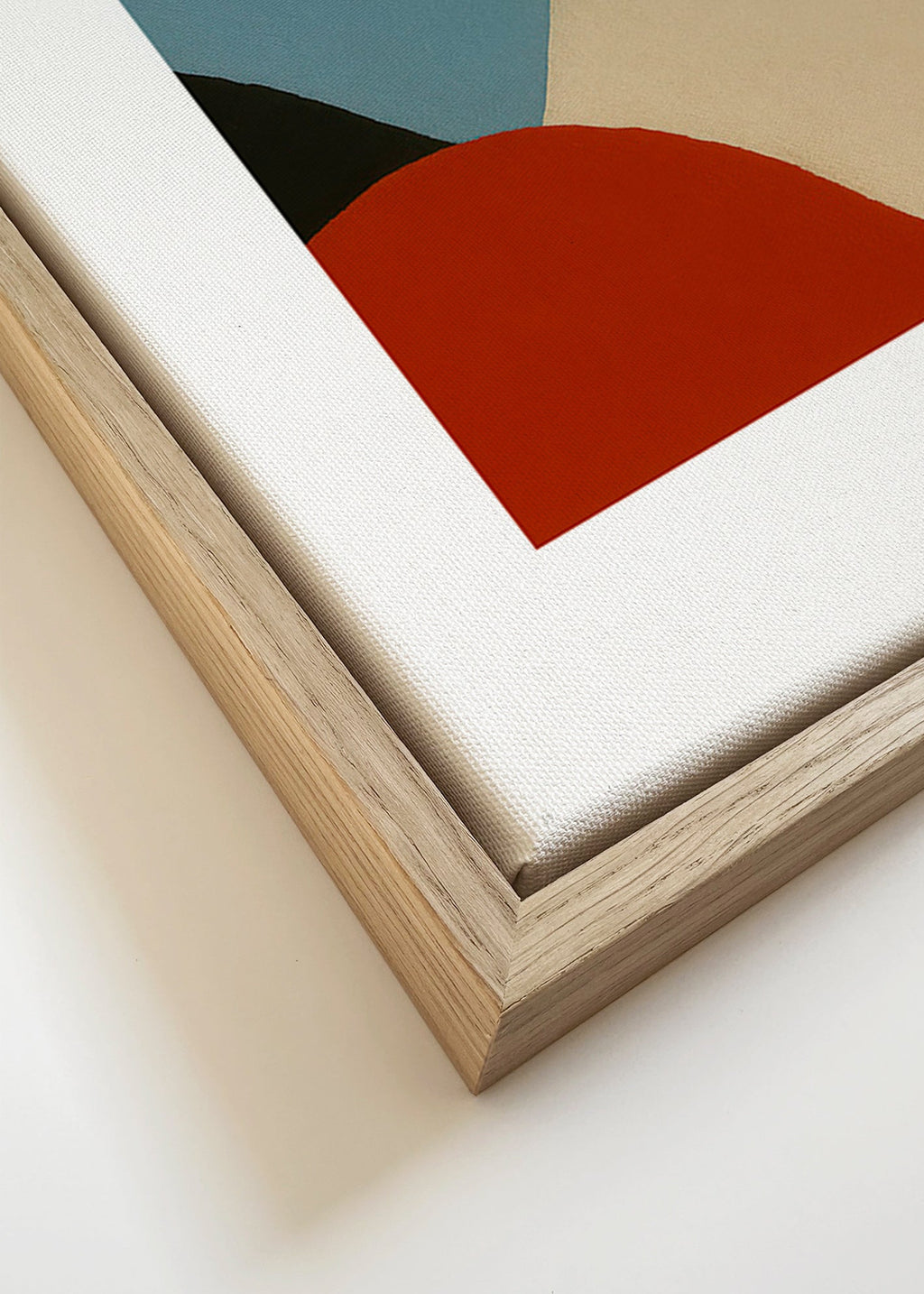 Cuadro abstracto en manchas orgánicas terracota y azul – Canvas detail