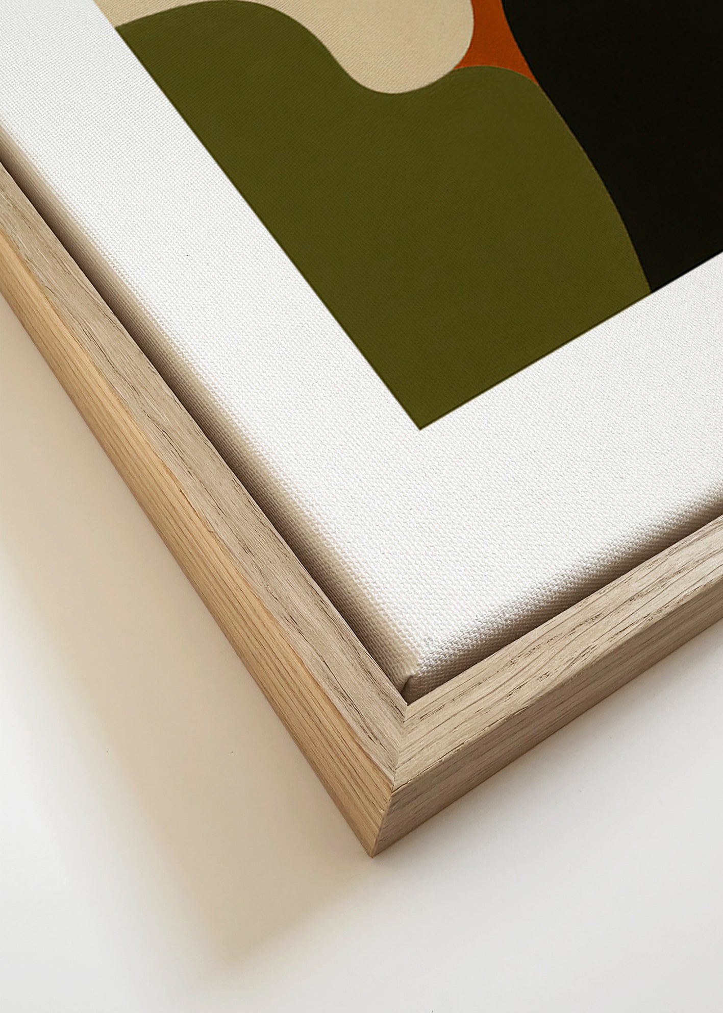 Cuadro minimalista con formas orgánicas oliva – Canvas detail