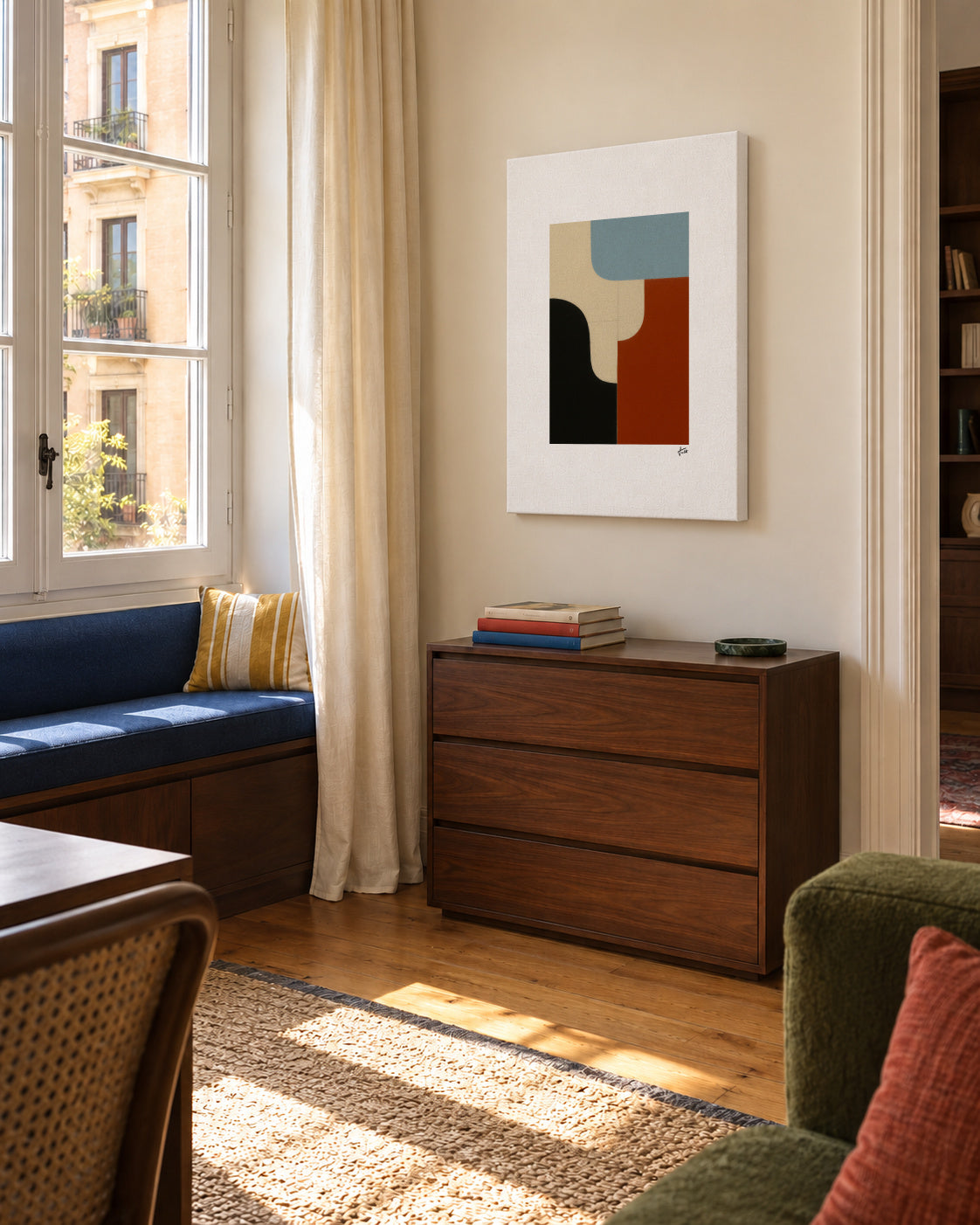 Modular Curve I - Unframed canvas in an interior