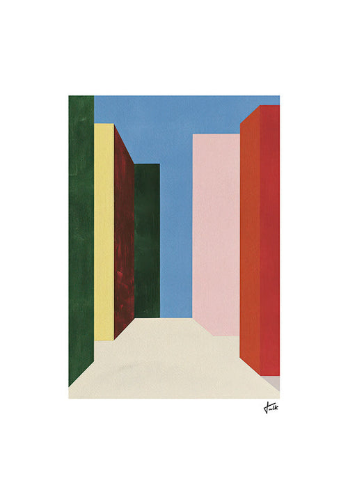 Cuadro geométrico: pasaje vertical de colores