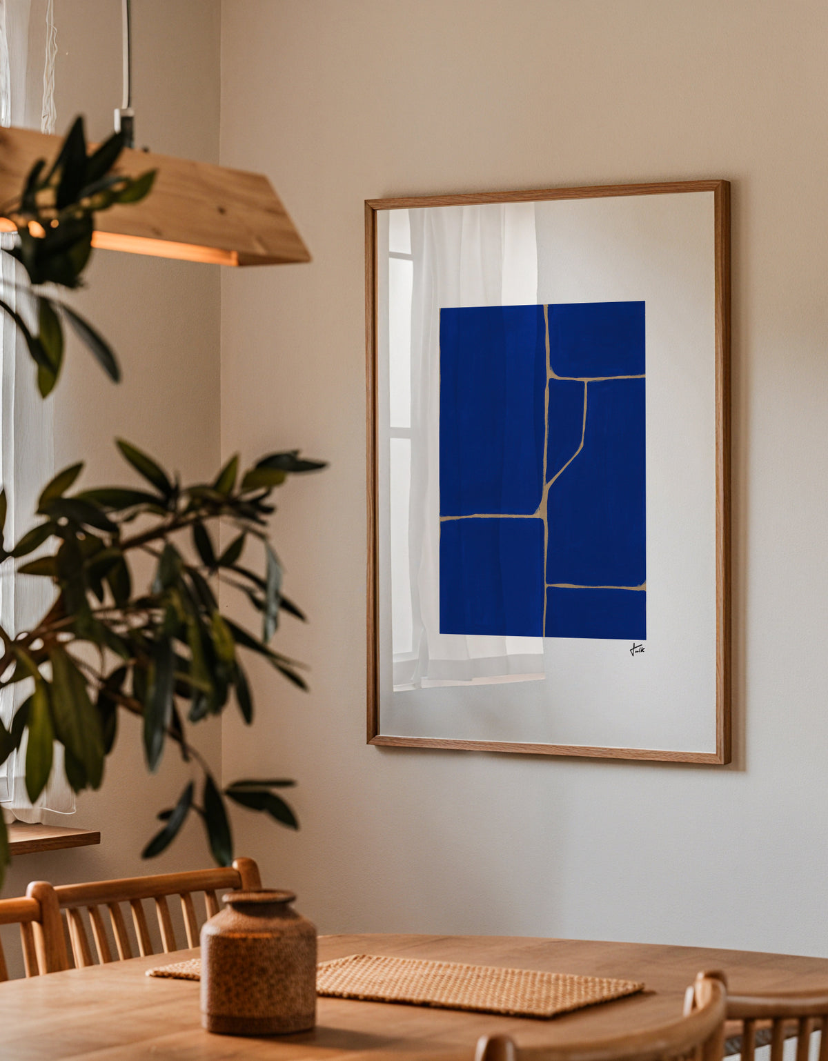 Blue Grid - Framed poster detail