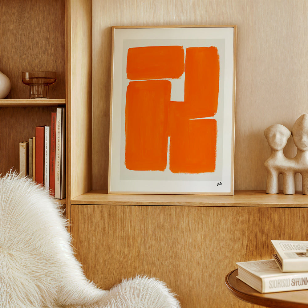 Cuadro geométrico con bloques naranjas – Product2