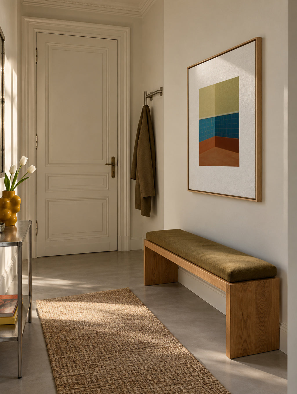 Blue Corner - Framed canvas in an interior