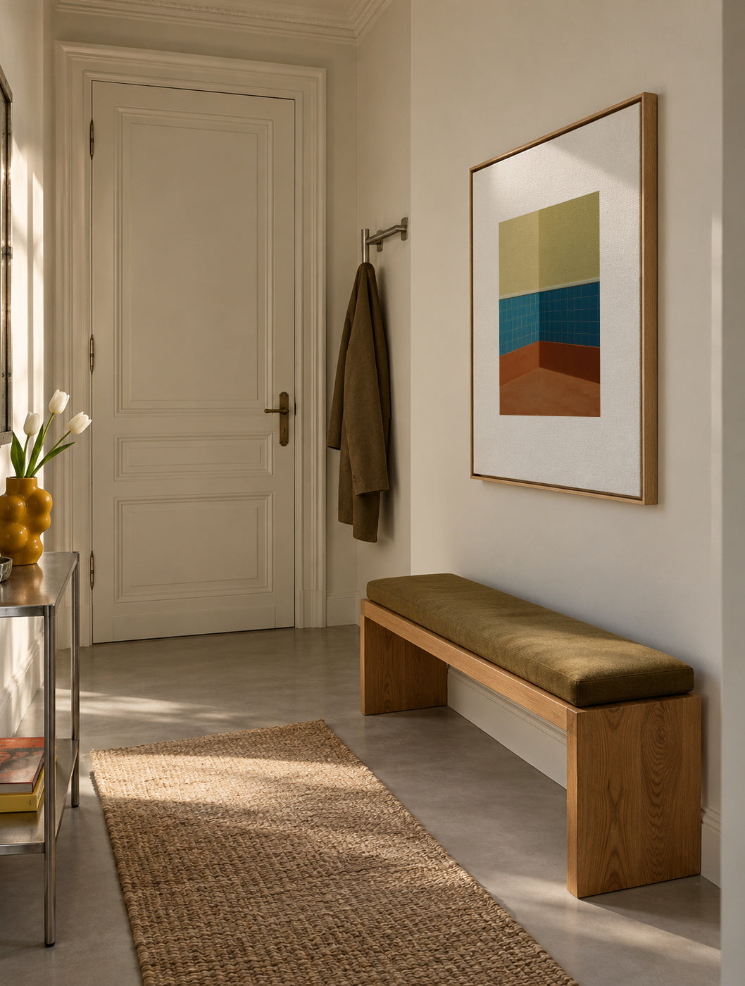 Blue Corner - Framed canvas in an interior