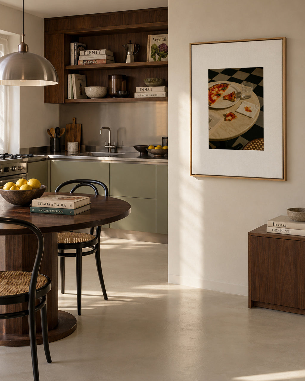 Pizza Break - Framed canvas in an interior