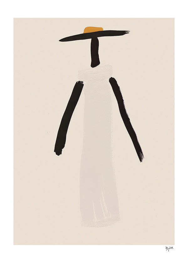 Cuadro minimalista figura con sombrero y vestido