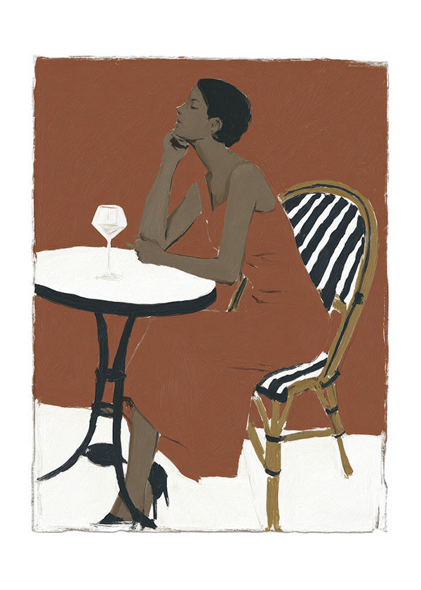 Cuadro de cocina con figura femenina y copa