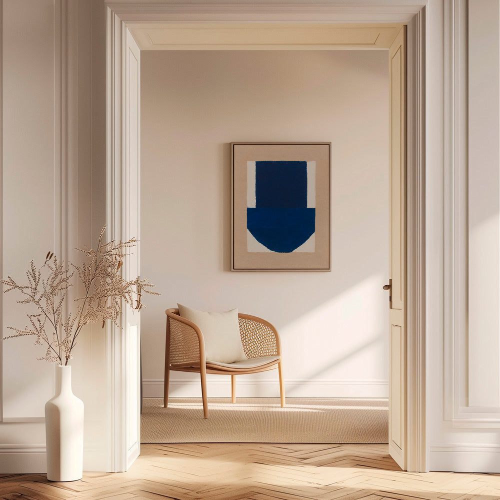 Cuadro geométrico azul y beige – Canvas1