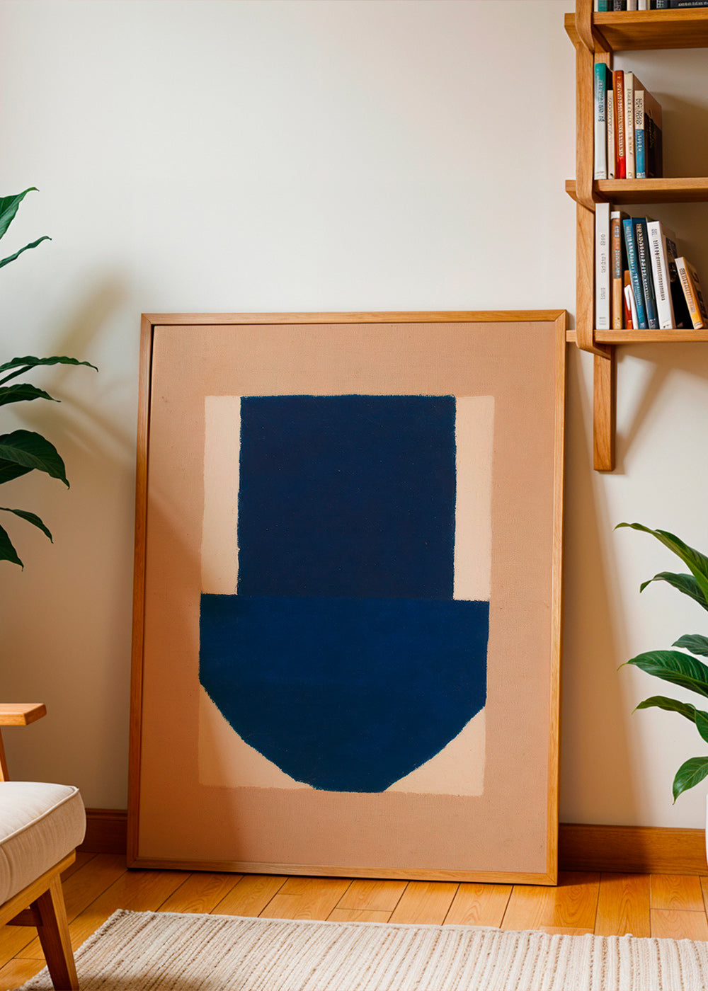 Cuadro geométrico azul y beige – Product1