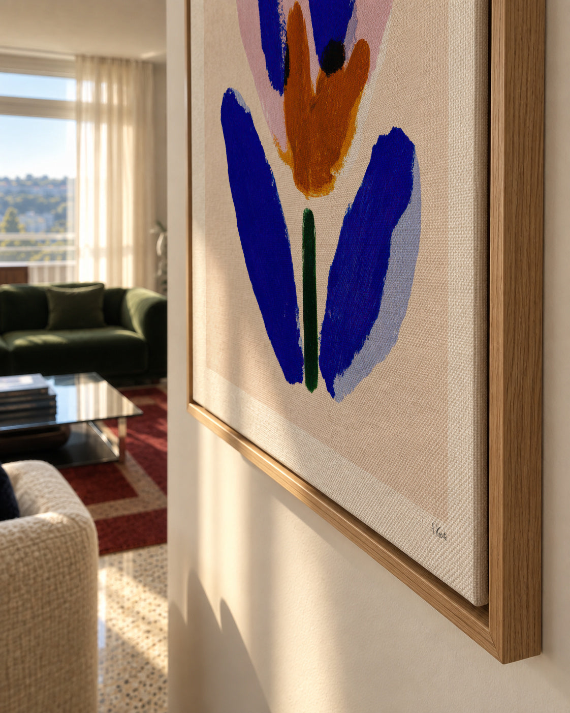 Blue Bloom - Framed canvas detail