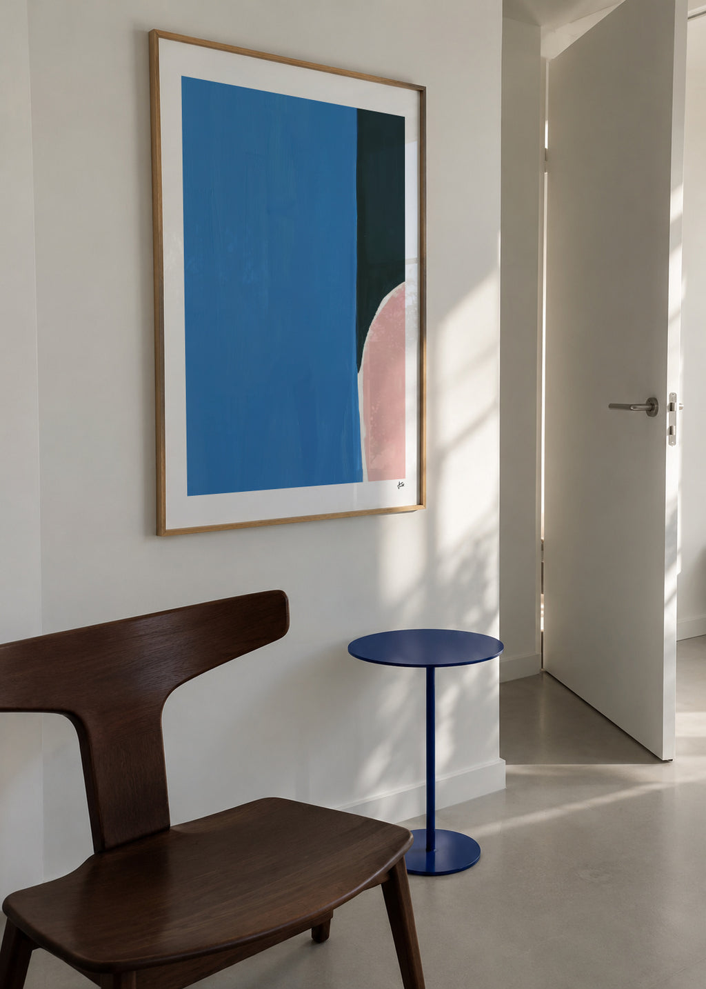 Soft Edge Blue - Framed poster in an interior