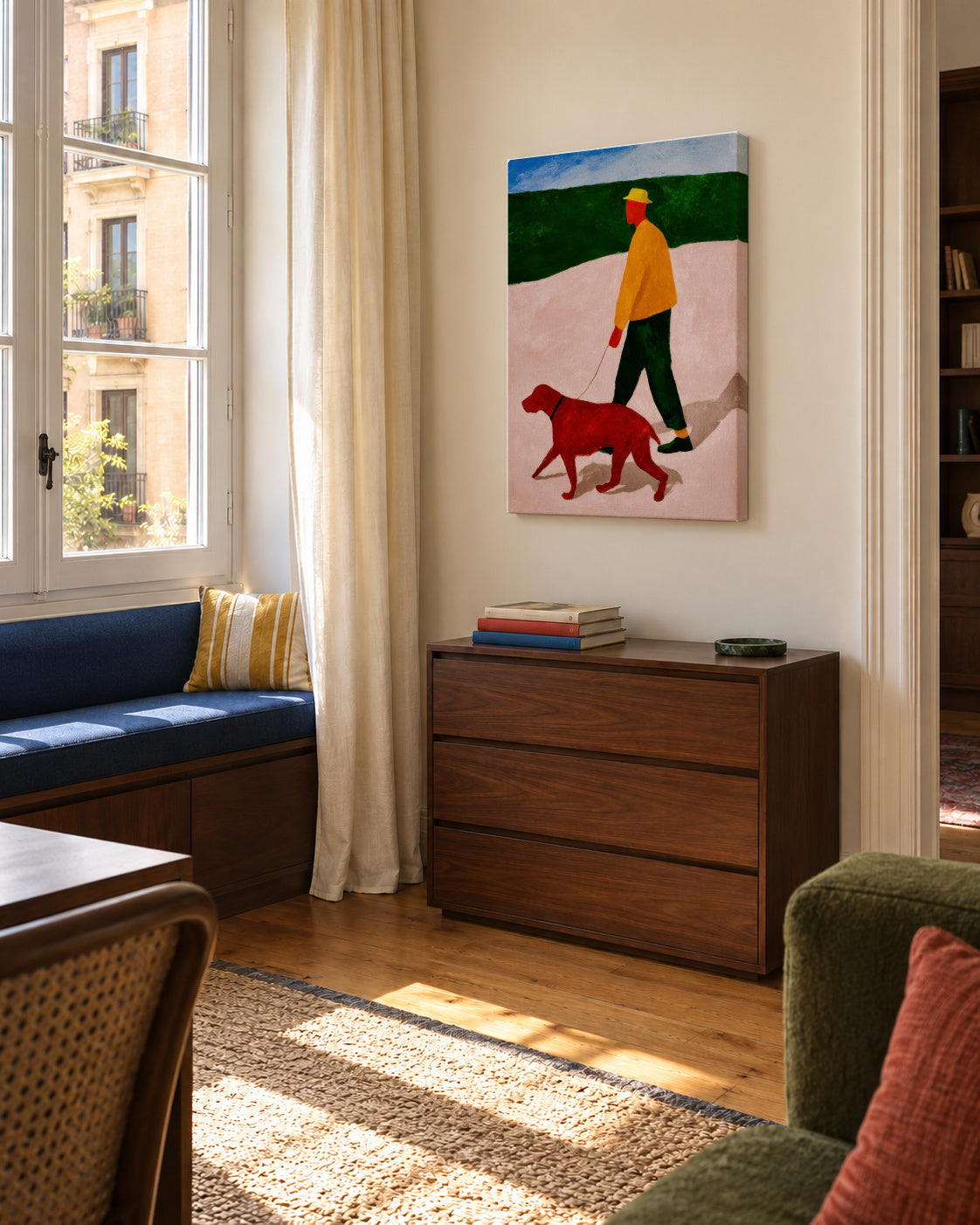The Red Leash - Unframed canvas in an interior