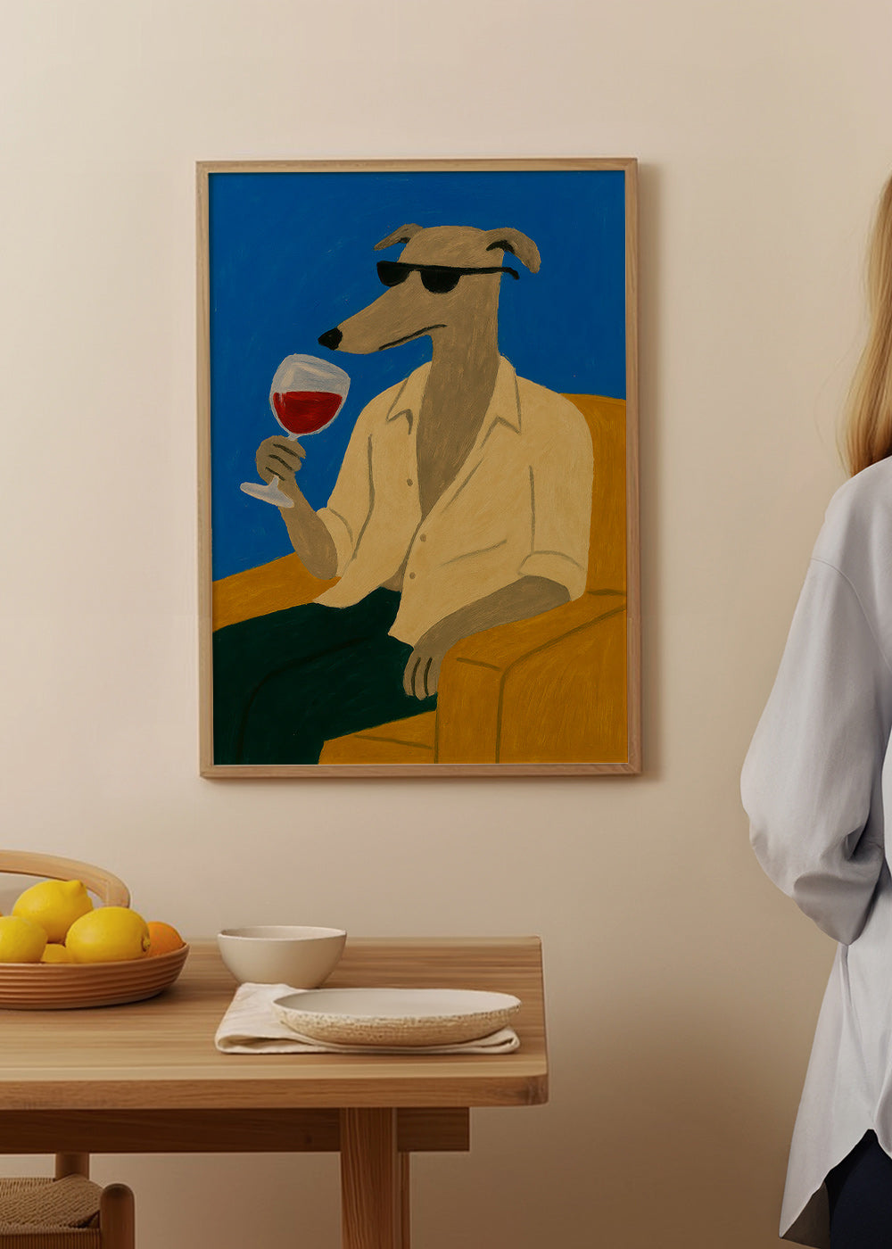 Cuadro de cocina: galgo con copa de vino – Product1