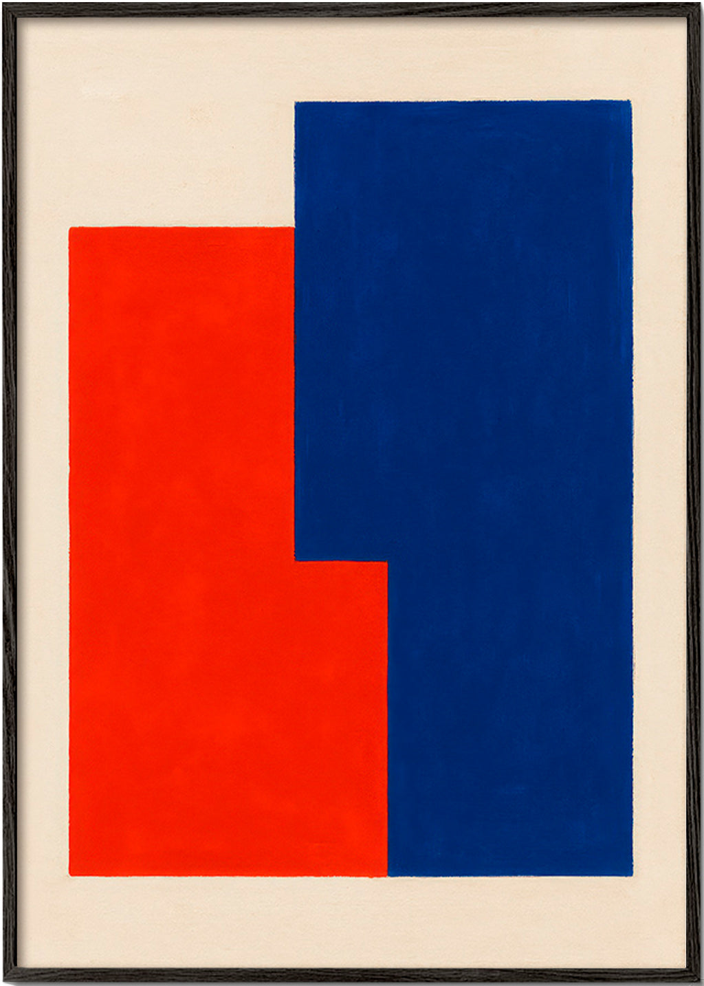 Cuadro abstracto de bloques rojos y azules – Black Frame