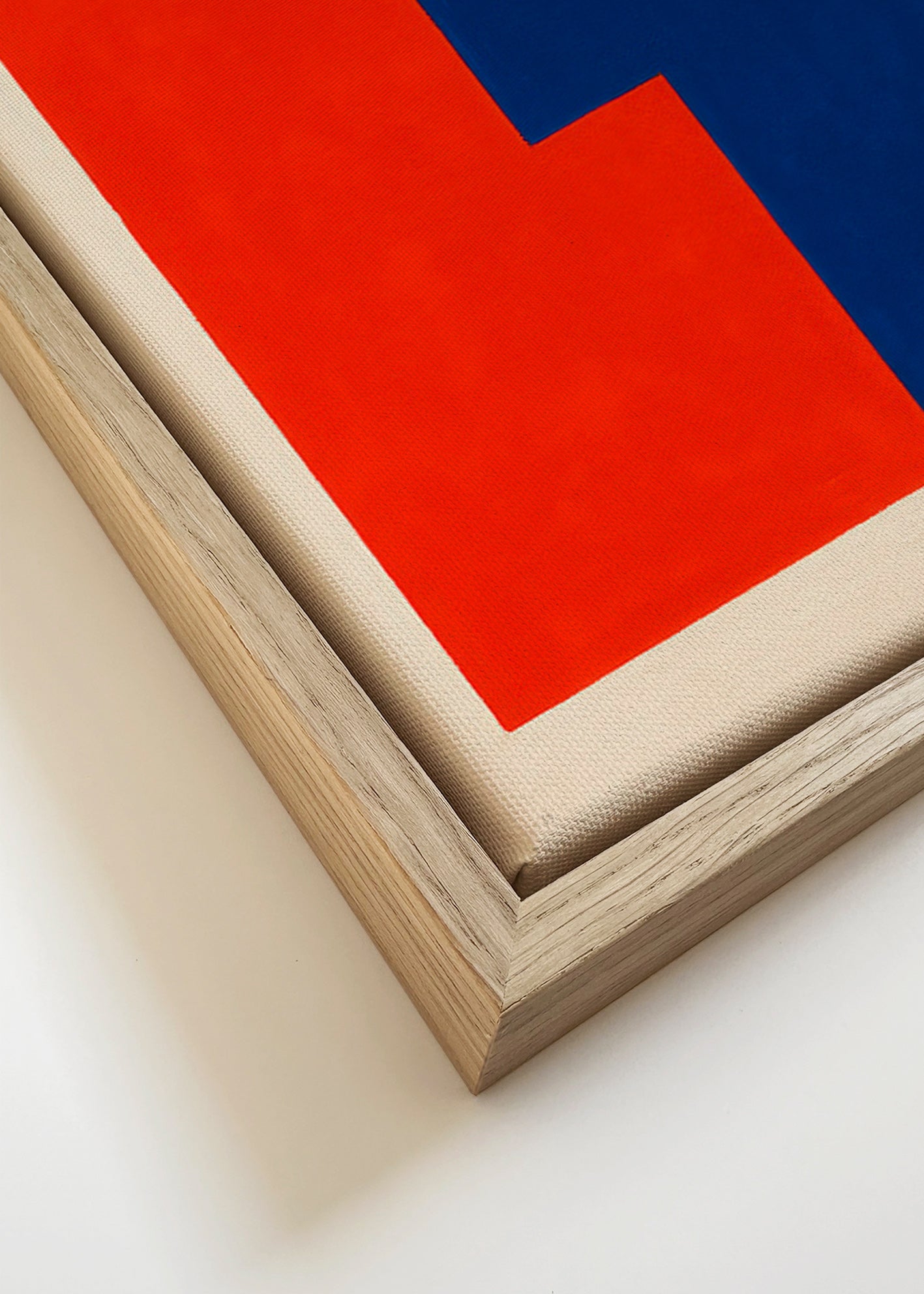 Cuadro abstracto de bloques rojos y azules – Canvas detail