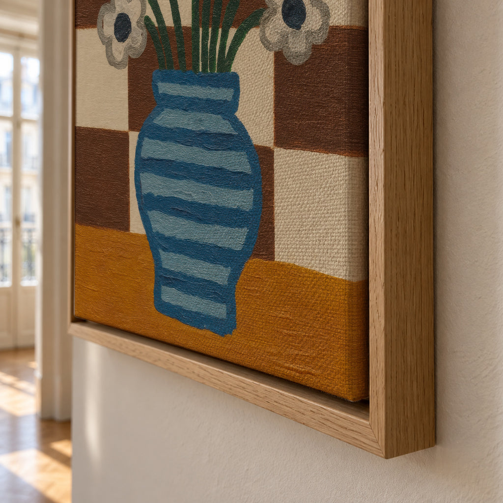 Checkered Still Life - Framed canvas detail
