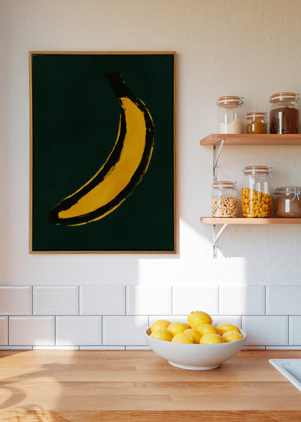 Pop Banana - Framed canvas in an interior