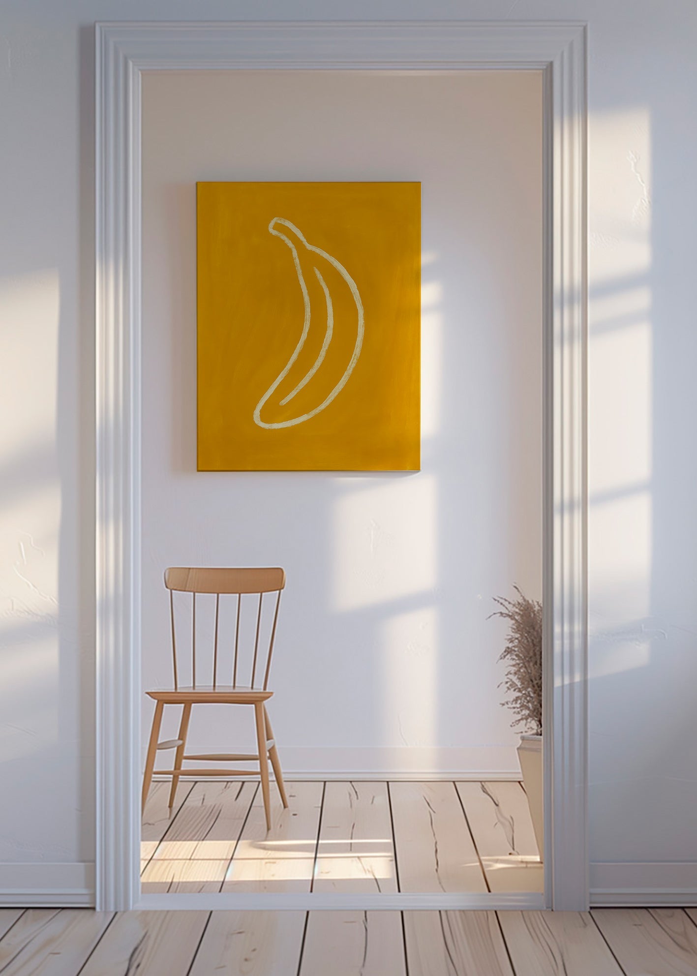 Cuadro de cocina con plátano amarillo minimalista – Canvas