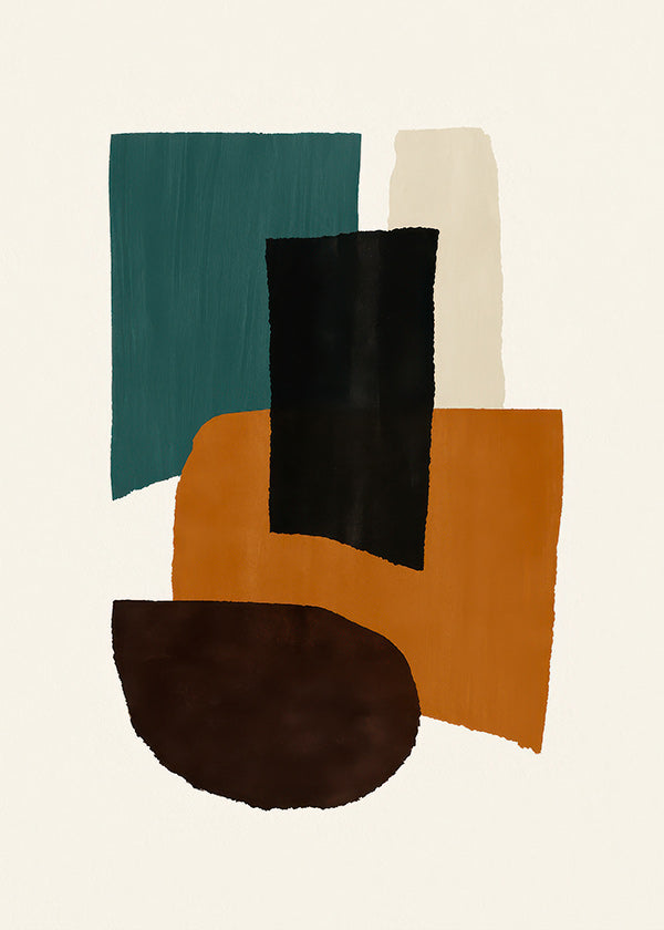 Cuadro abstracto con bloques terrosos